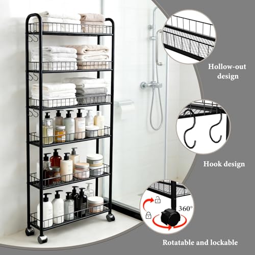 6 Tier Slim Rolling Storage Cart