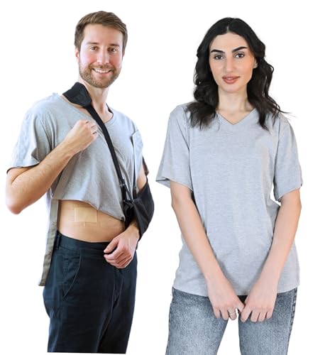 Unisex Post Surgery & Rehab V Neck Dual Access Snap Shirt