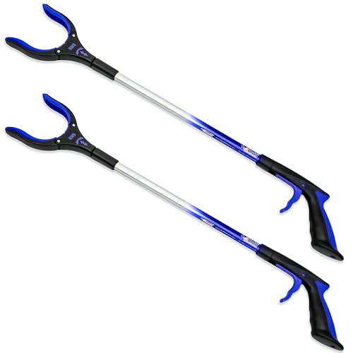 2 Pack 32 Inch Extra Long Grabber Reacher with Rotating Jaw