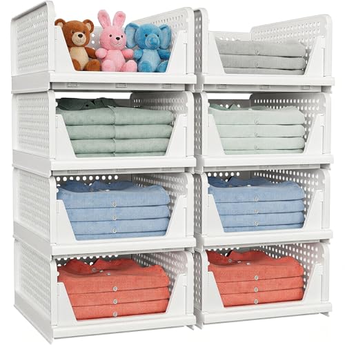 5 Pack Stackable Closet Storage Basket