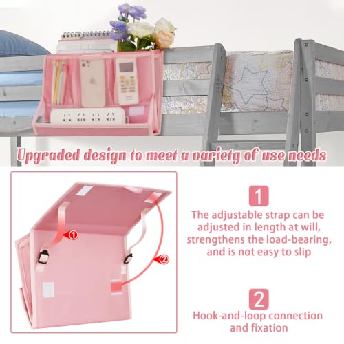 Bedside Caddy Bedside Storage Organizer Bedside Organizer with Power Strip Holder and 2 Adjustable Straps for Home Bunk Bed College Dorm Sofa
