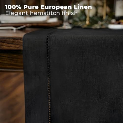 100% Pure Linen Classic Hemstitch Table Runner