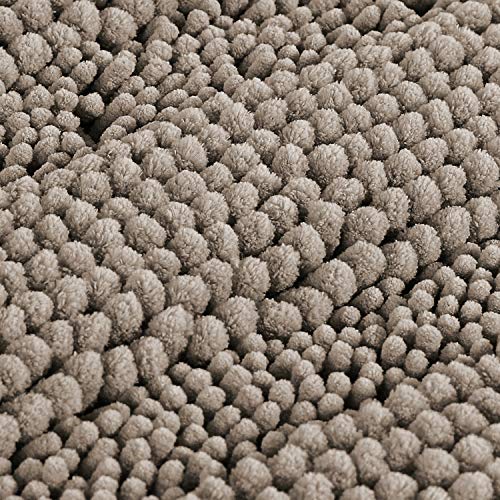 Bathroom Rugs Bath Mats Sets Super Absorbent Chenille Striped Bath Mats Non Skid Machine Wash Dry Rugs for Bathroom Floor Set of 2