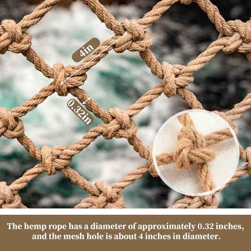 Jute Rope Net Heavy Duty Natural Hemp Rope Net Climbing Safety Rope Netting