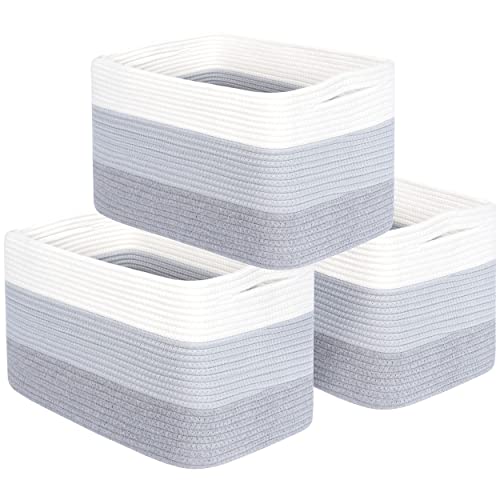 3 Pack Cotton Rope Shelf Storage Baskets