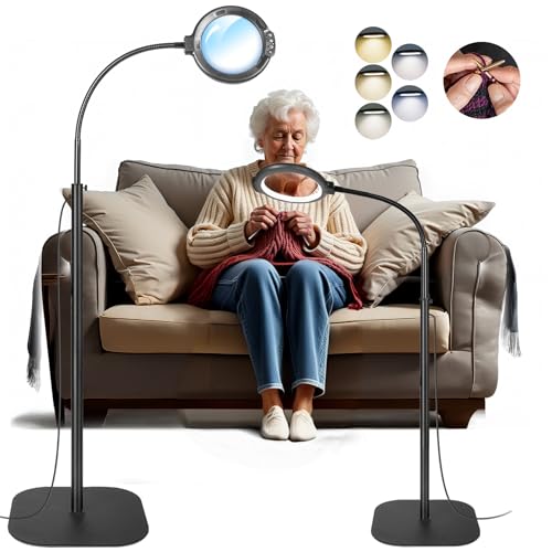 12X Large Magnifying Glass with Light and Stand