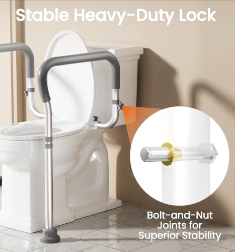 Toilet Safety Rail for Seniors with Adjustable Height & Width
