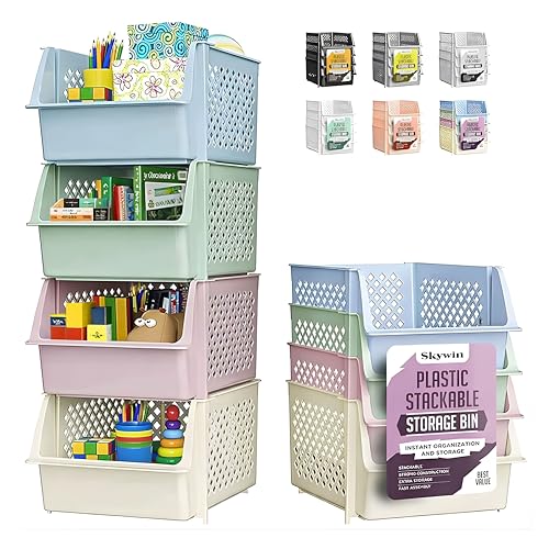 Stackable Storage Bins Open Front for Pantry Storage