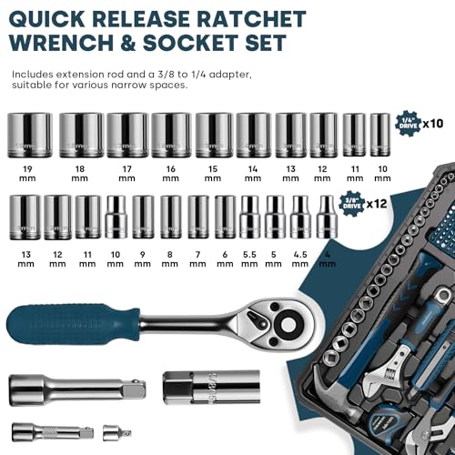 General Household Hand Tool Kit with Storage Toolbox