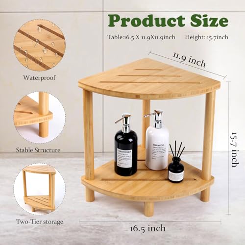 Bamboo Corner Shower Stool for Inside Shower Waterproof