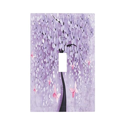 Outlet Covers Purple Rose Flower Rustic Wood Plank 1 Gang Duplex Light Switch Cover Plate Decorative Wall Plates Electrical Switchplate Receptacle Cover for Farmhouse Bathroom Decor