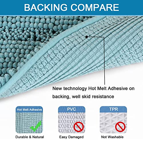 Bathroom Rugs Bath Mats Sets Super Absorbent Chenille Striped Bath Mats Non Skid Machine Wash Dry Rugs for Bathroom Floor Set of 2