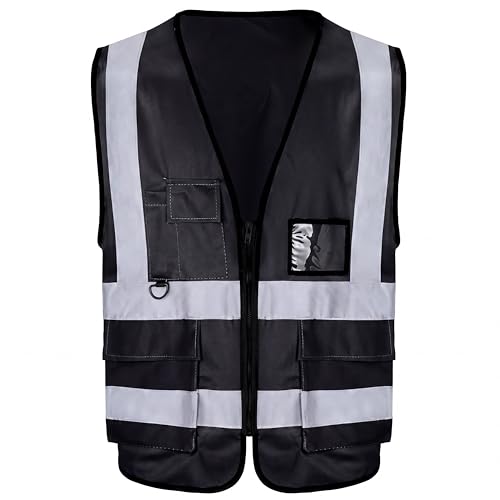 Reflective Safety Vests with Pockets and Zipper