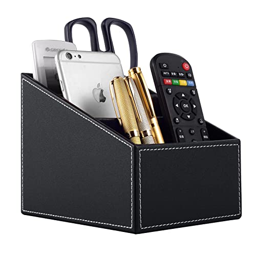Fashionable PU leather TV remote control bracket with 3 compartments