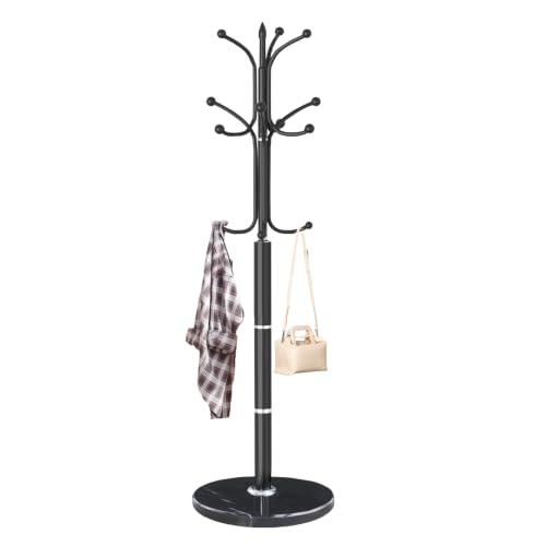 Modern Metal Coat Rack Stand with Natural Marble Base