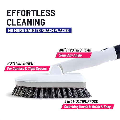Shower Scrubber 3 in 1 Extendable Long Handle 58" Cleaning Brush