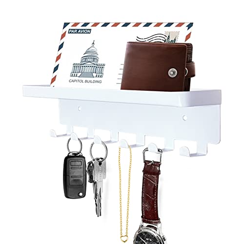 Key Holder for Wall Key Hooks with Tray and 6 Hooks