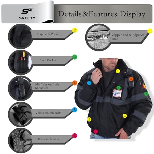 Reflective High Visibility Safety Jacket for Men
