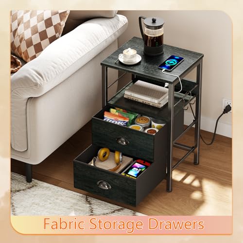 Nightstands Set of 2 with Charging Station