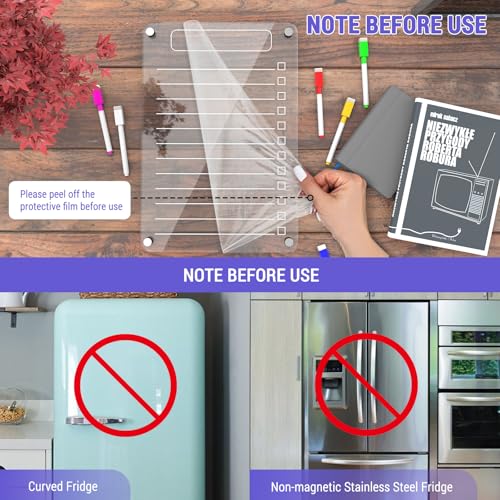 2 Pcs Acrylic Magnetic Dry Erase List Board for Fridge
