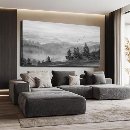 Canvas Wall Art Rustic Farmhouse Wall Decor Large Painting Black Landscape Abstract Art Kitchen Decor Men Bedroom Decor Poster Prints Mountain Huge Pictures