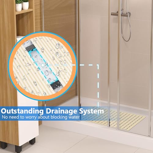 Bath Mat Non Slip Shower Mat Bathtub with Drain Holes and Heavy Duty Rubber No Suction Cups Sturdy Shower Stall Tub Mat for Bathroom