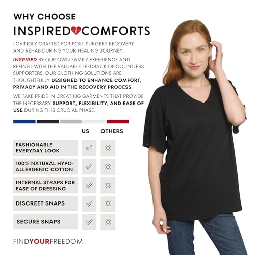 Unisex Post Surgery & Rehab V Neck Dual Access Snap Shirt