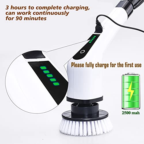 Electric Spin Scrubber Rechargeable and 8 in 1Cordless Cleaning Brush with Replaceable Brush Heads