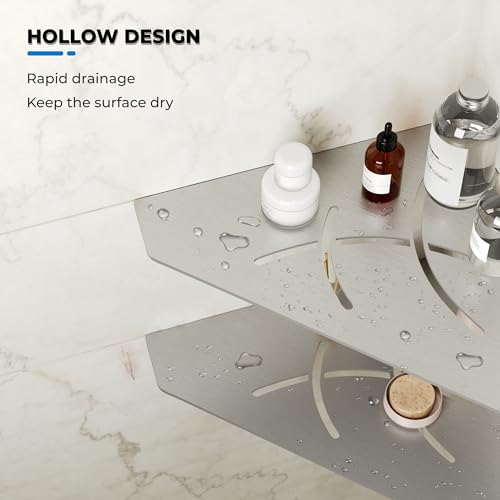 2 Pack Brushed Nickel Recessed Corner Shower Shelf