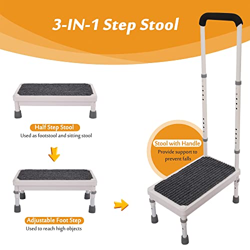 Medical Step Stool with Handle for Elderly Seniors SUV Car Steps 400lb Stepping Stool
