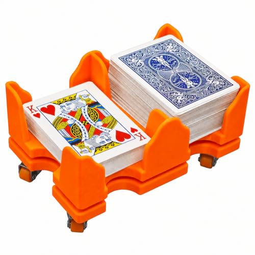 Card Holder 9 Deck Plastic Revolving Card Game Holder Playing Cards Tray Rotating 360° Organizes Multiple Decks for Canasta