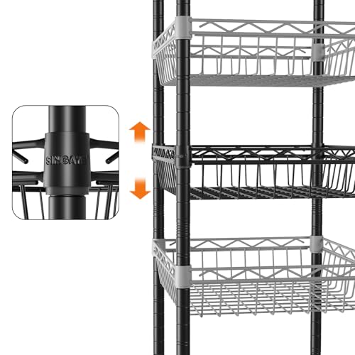 6 Tier Shelf Wire Shelving Adjustable Storage Shelves Basket Rack