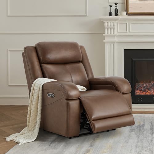 Genuine Leather Power Recliner Chairs for Adults