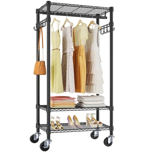 R3 Rolling Clothes Rack Heavy Duty Portable Closet for Hanging Cloth