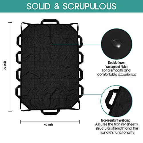 Positioning Bed Pad with Handles Washable Draw Sheets for Hospital Bed Ridden Patient Lifting &Transfer Sheet Nylon