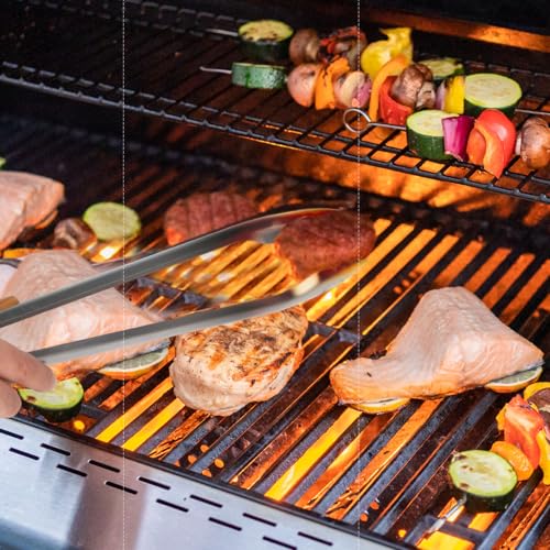 18 Inch Extra Long Stainless Steel BBQ Tongs with Ergonomic Acacia Wood Handle