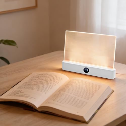 Book Light Rechargeable Clear LED Flat Reading Light with 3 Colors & Timer