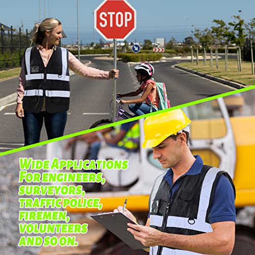 Reflective Safety Vests with Pockets and Zipper
