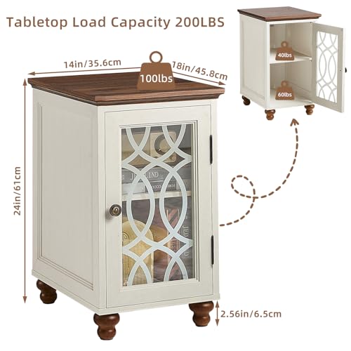 Narrow Side Table with Charging Station
