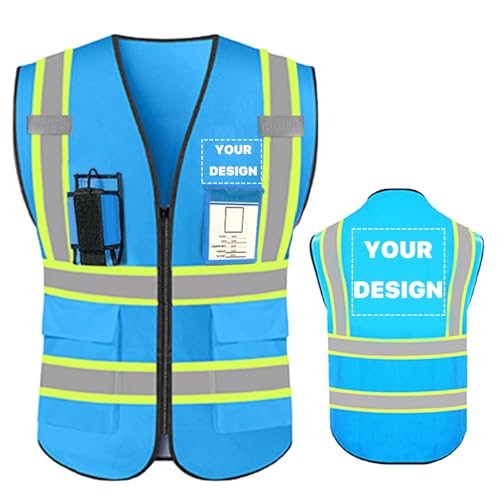 High Visibility Reflective Safety Vest with Pockets Custom Your Logo Safety Workwear