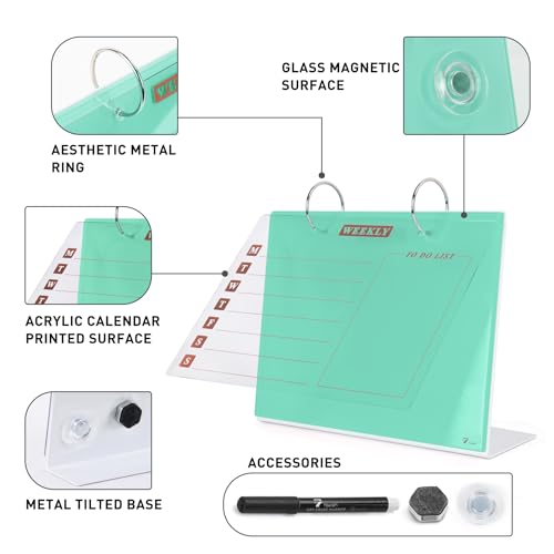 Small Glass Desktop Whiteboard Calendar