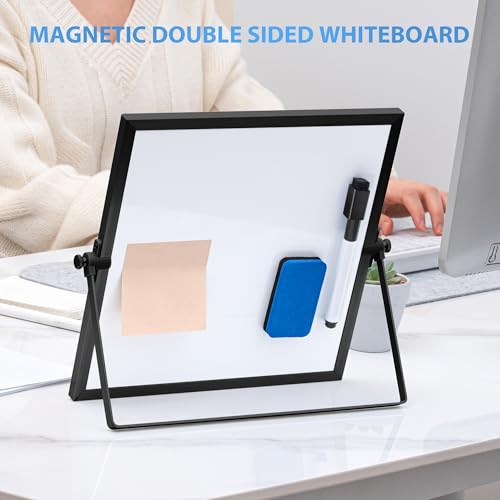 Small Dry Erase White Board for Desk Magnetic Double Sided Personal Desktop Tabletop Dry Erase Board Easel Board with Stand for Kids Home Office