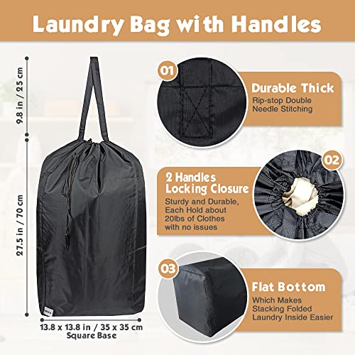 Tear Proof Nylon Laundry Bag with Handles 2Pack