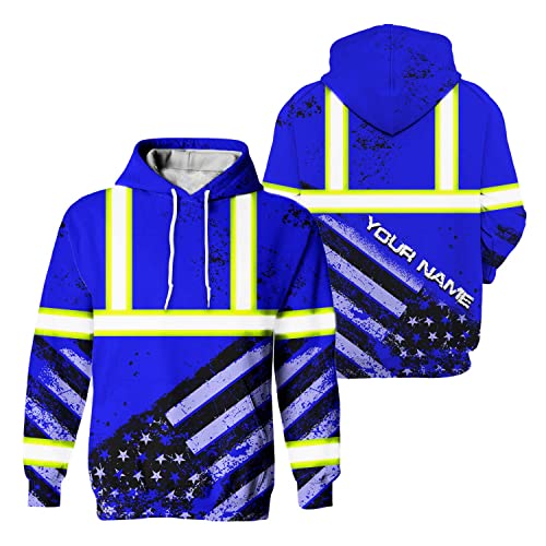 US Flag High Visibility Hoodie for Men Reflective Hoodie Safety Workwear for Worker Runner Patriotic ACC02