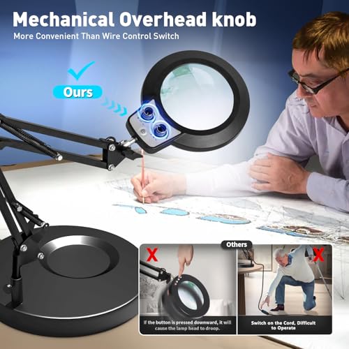12X Magnifying Glass with Light and Stand