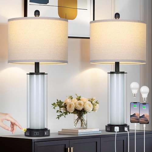 Glass Table Lamps Set of 2