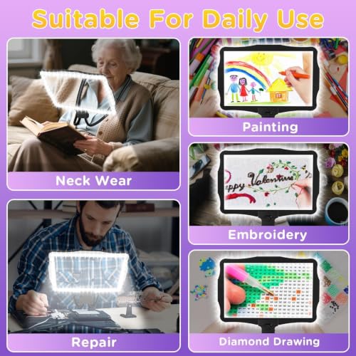 Large 10X Hands Free Magnifying Glass with Light for Reading