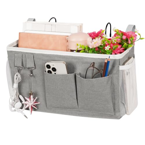 Bedside Caddy Bedside Organizer Bedside Storage Caddy with Fixed Straps and Water Bottle Holder for Home College Dorm Bunk Bed Hospital Bed Crib Bed Rails
