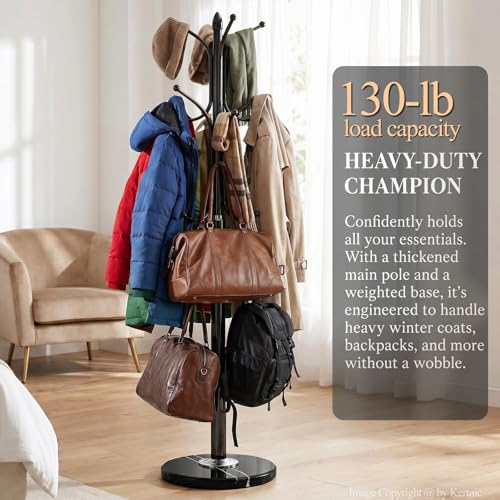 Metal Coat Rack Stand with Natural Marble Base