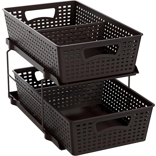 SimpleHouseware 2 Tier Bathroom Organizer Tray Pull